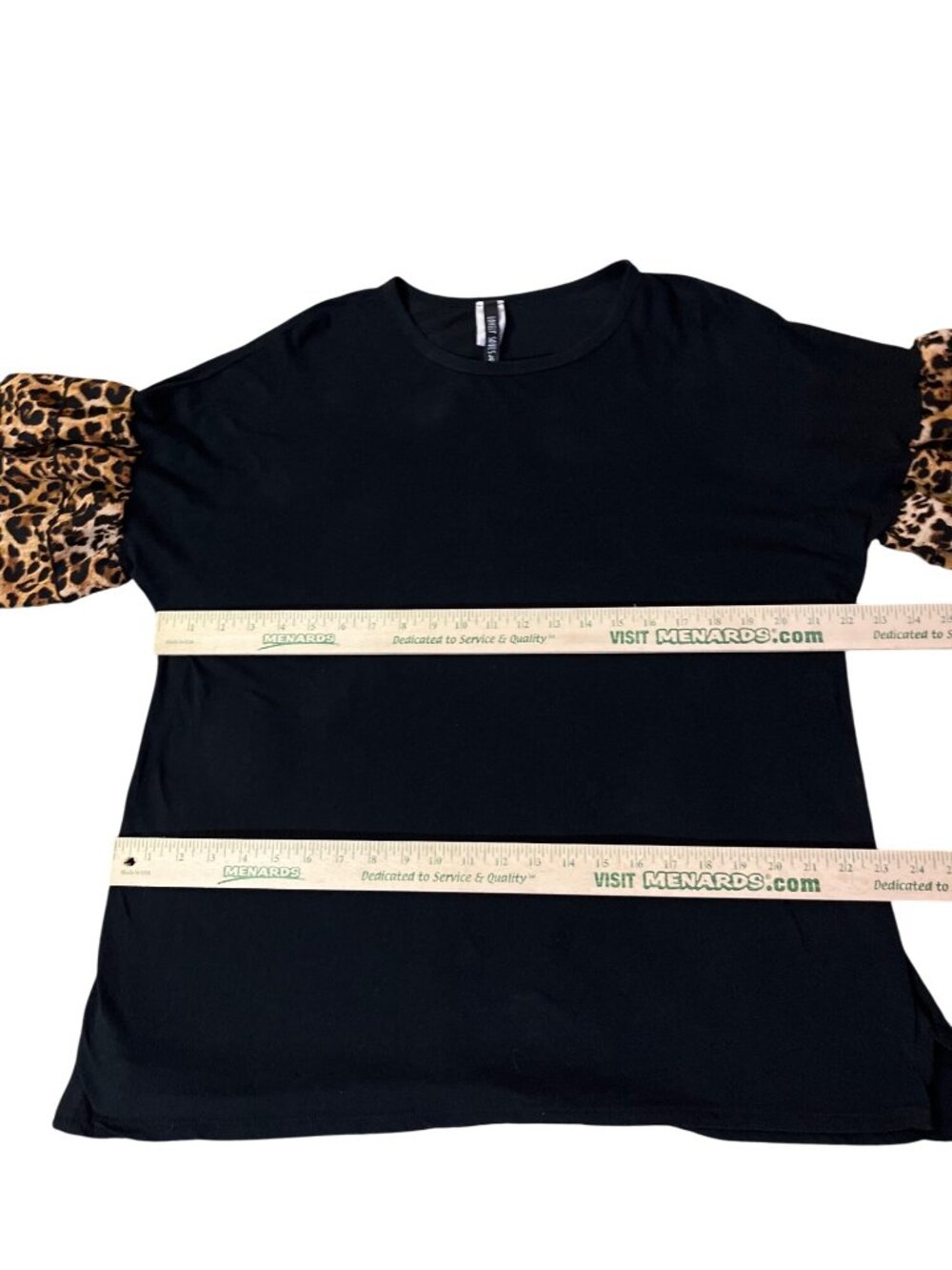 Lovely Souls Womens 3X Black Top Animal Print Ruffle Sleeve Cotton Blend Used - Picture 7 of 14